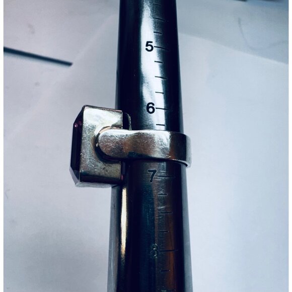 Vintage Sterling Silver 925 Ring w/ Large Pink Emerald-Cut Stone Size 6.5 - Picture 7 of 11